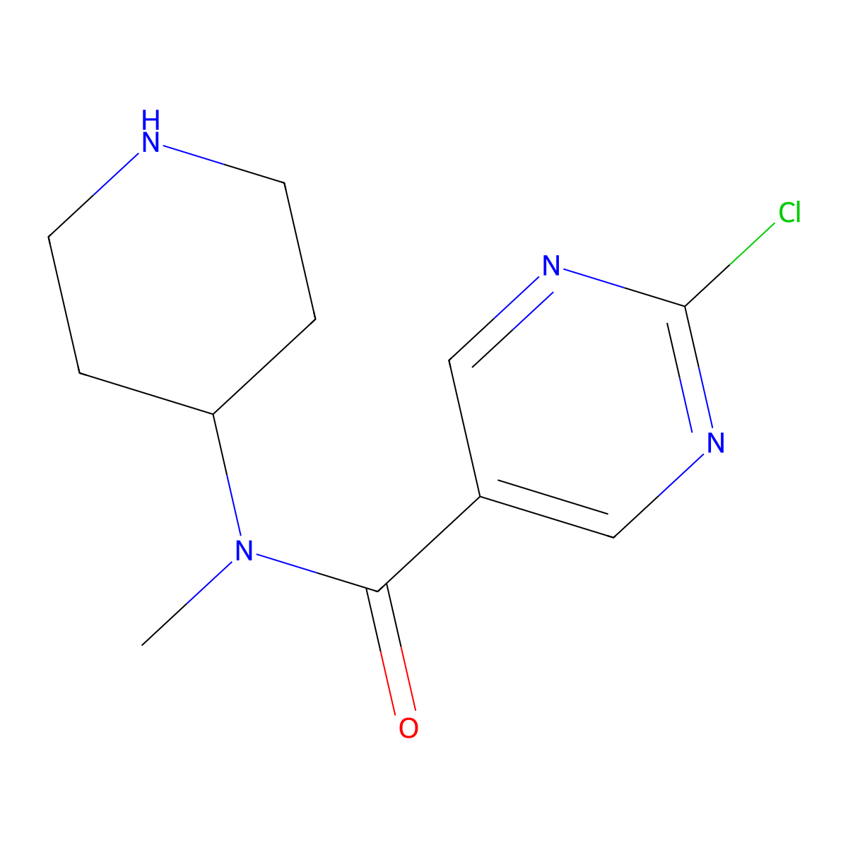 2-chloro-N-methyl-N-(piperidin-4-yl)pyrimidine-5-carboxamide molecular structure, CAS 2757922-76-0