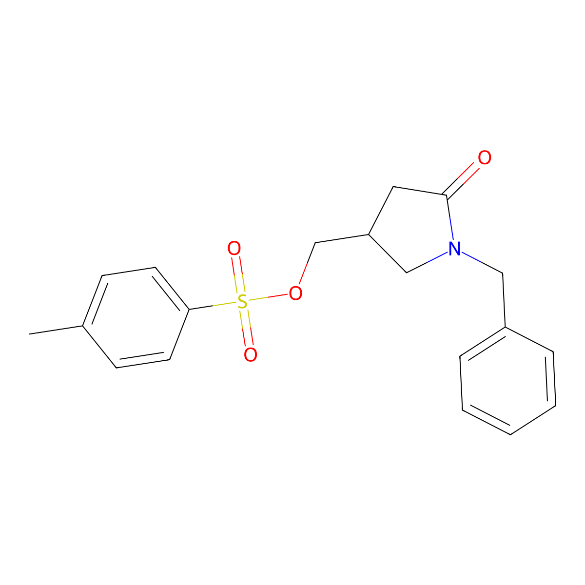 (1-Benzyl-5-oxopyrrolidin-3-yl)methyl 4-methylbenzene-1-sulfonate molecular structure, CAS 2757922-87-3