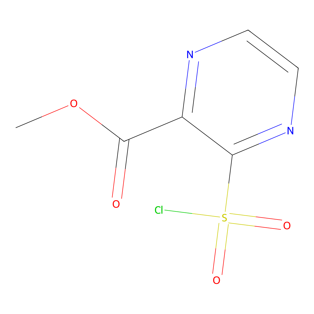 Methyl 3-(chlorosulfonyl)pyrazine-2-carboxylate molecular structure, CAS 2757922-96-4