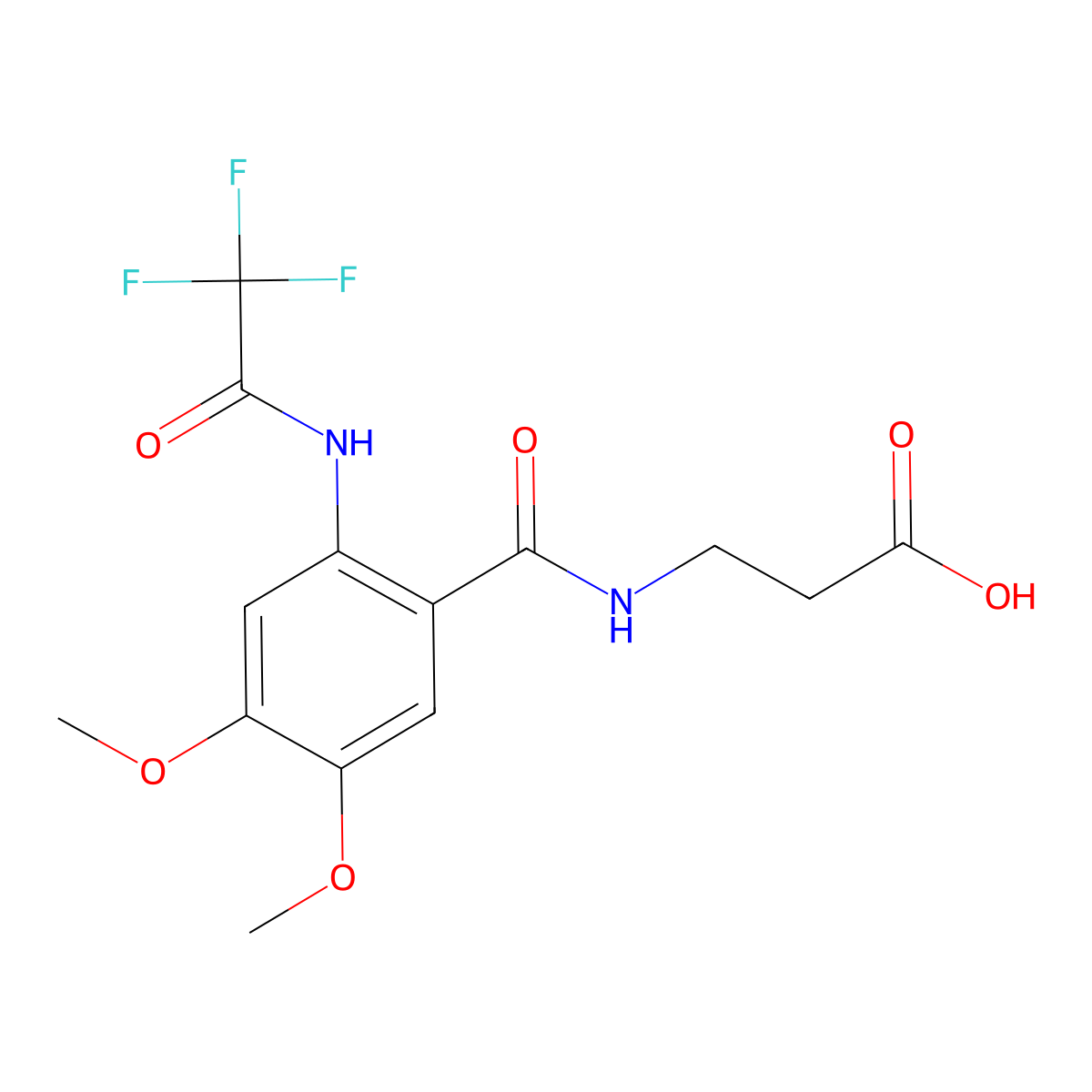 3-{[4,5-Dimethoxy-2-(2,2,2-trifluoroacetamido)phenyl]formamido}propanoic acid molecular structure, CAS 2757922-99-7