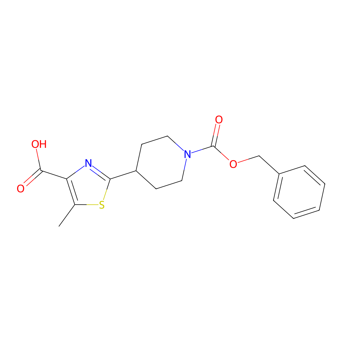 2-{1-[(Benzyloxy)carbonyl]piperidin-4-yl}-5-methyl-1,3-thiazole-4-carboxylic acid molecular structure, CAS 2757923-06-9