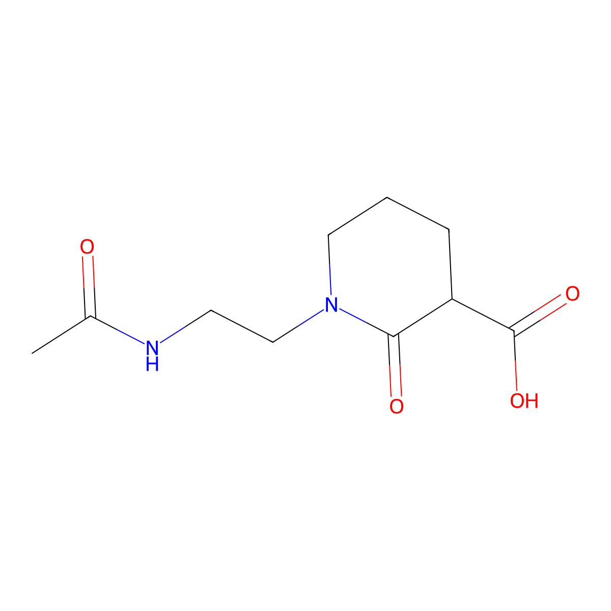 1-(2-Acetamidoethyl)-2-oxopiperidine-3-carboxylic acid molecular structure, CAS 2757923-18-3