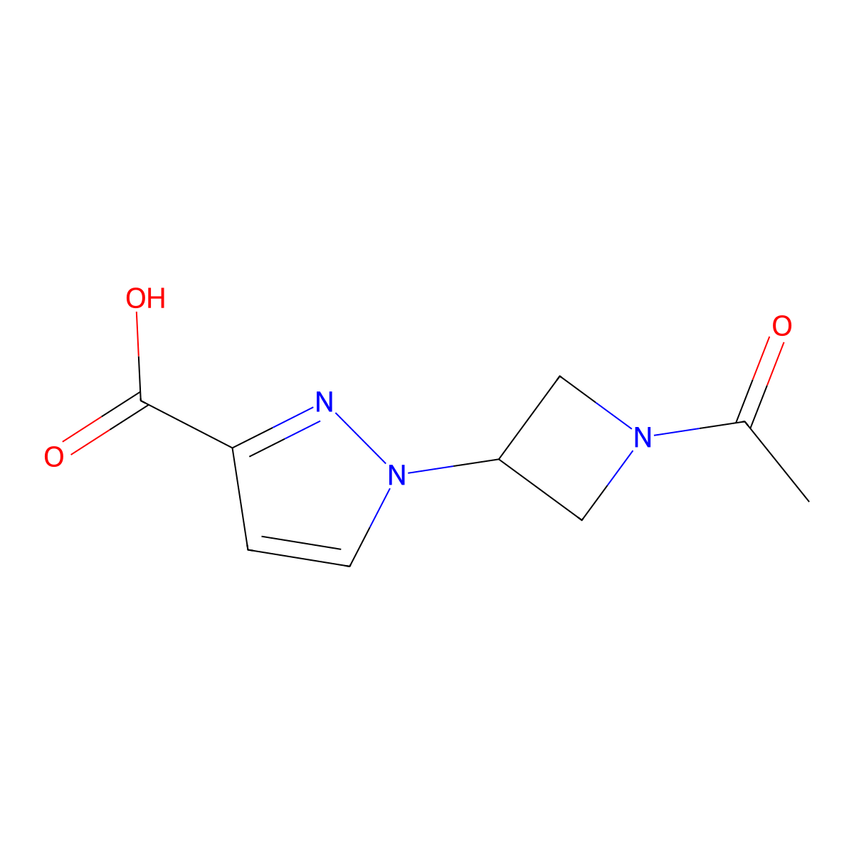1-(1-acetylazetidin-3-yl)-1H-pyrazole-3-carboxylic acid molecular structure, CAS 2757923-25-2