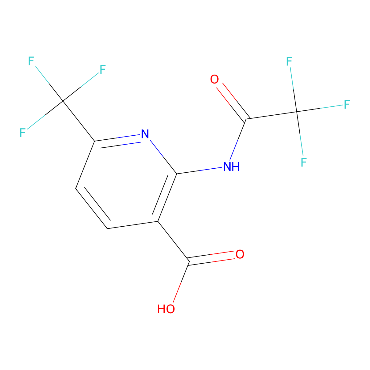 2-(2,2,2-Trifluoroacetamido)-6-(trifluoromethyl)pyridine-3-carboxylic acid molecular structure, CAS 2757923-31-0