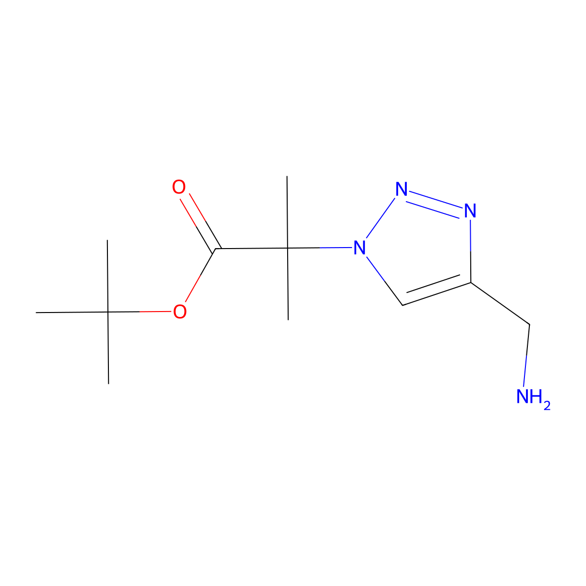 tert-butyl 2-[4-(aminomethyl)-1H-1,2,3-triazol-1-yl]-2-methylpropanoate molecular structure, CAS 2757923-33-2