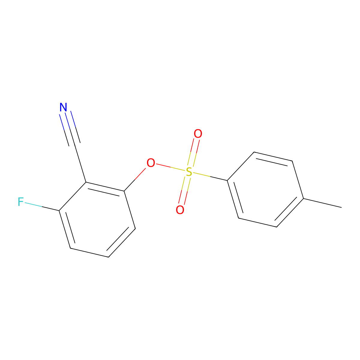 2-Cyano-3-fluorophenyl 4-methylbenzene-1-sulfonate molecular structure, CAS 2757924-44-8