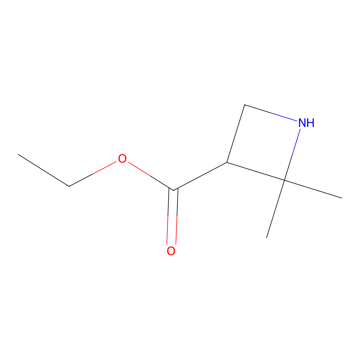 Ethyl 2,2-dimethylazetidine-3-carboxylate molecular structure, CAS 2757924-45-9