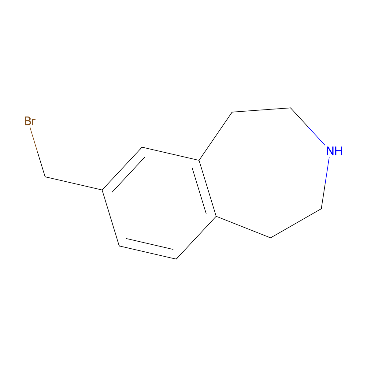 7-(bromomethyl)-2,3,4,5-tetrahydro-1H-3-benzazepine molecular structure, CAS 2757924-55-1