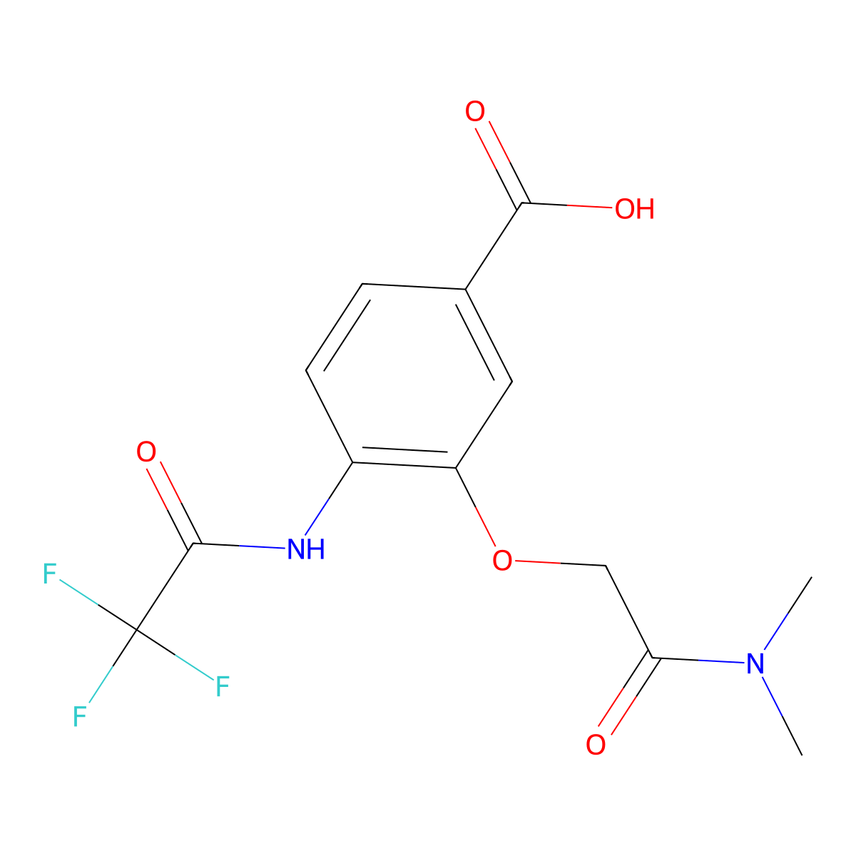3-[(Dimethylcarbamoyl)methoxy]-4-(2,2,2-trifluoroacetamido)benzoic acid molecular structure, CAS 2757924-56-2