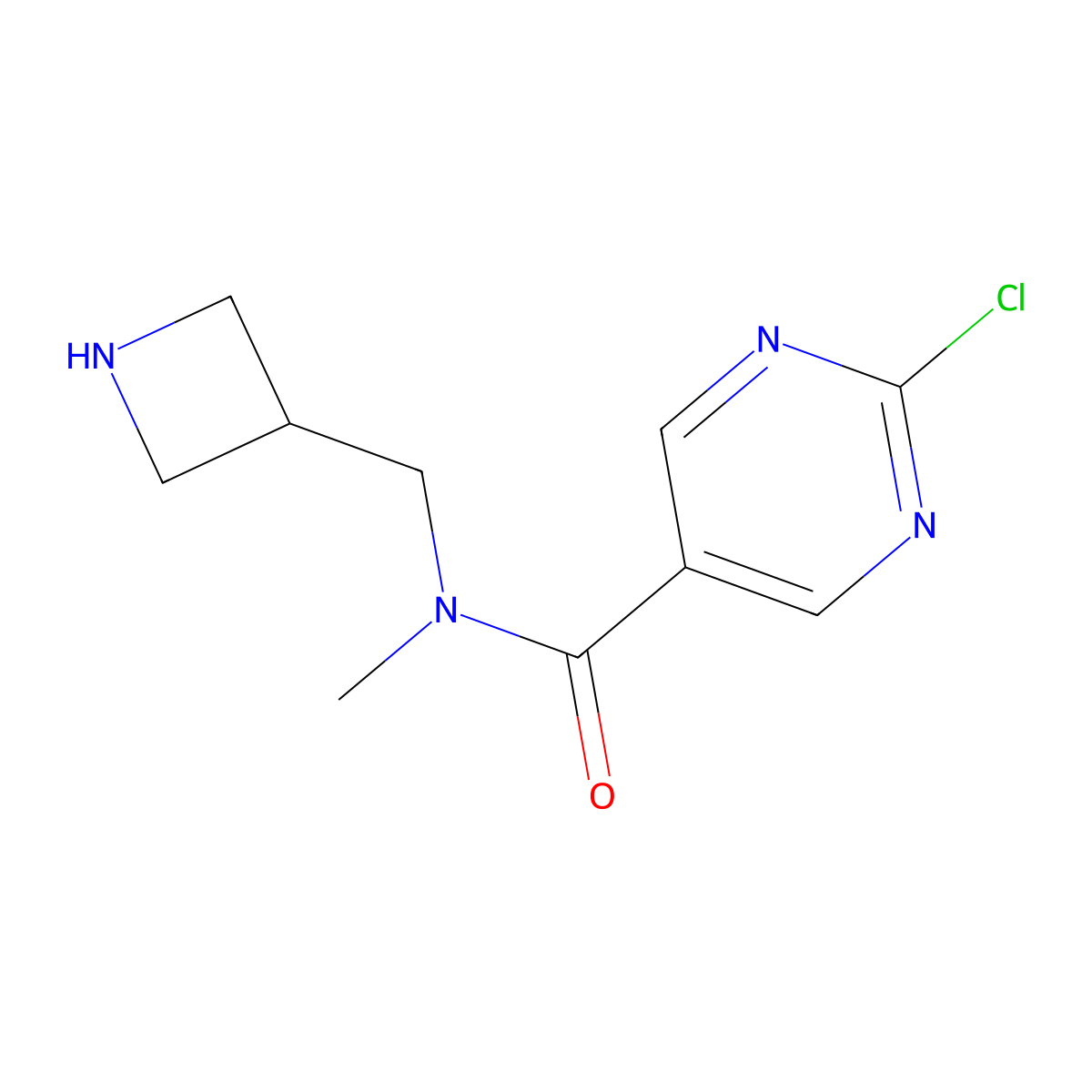N-[(azetidin-3-yl)methyl]-2-chloro-N-methylpyrimidine-5-carboxamide molecular structure, CAS 2757924-60-8