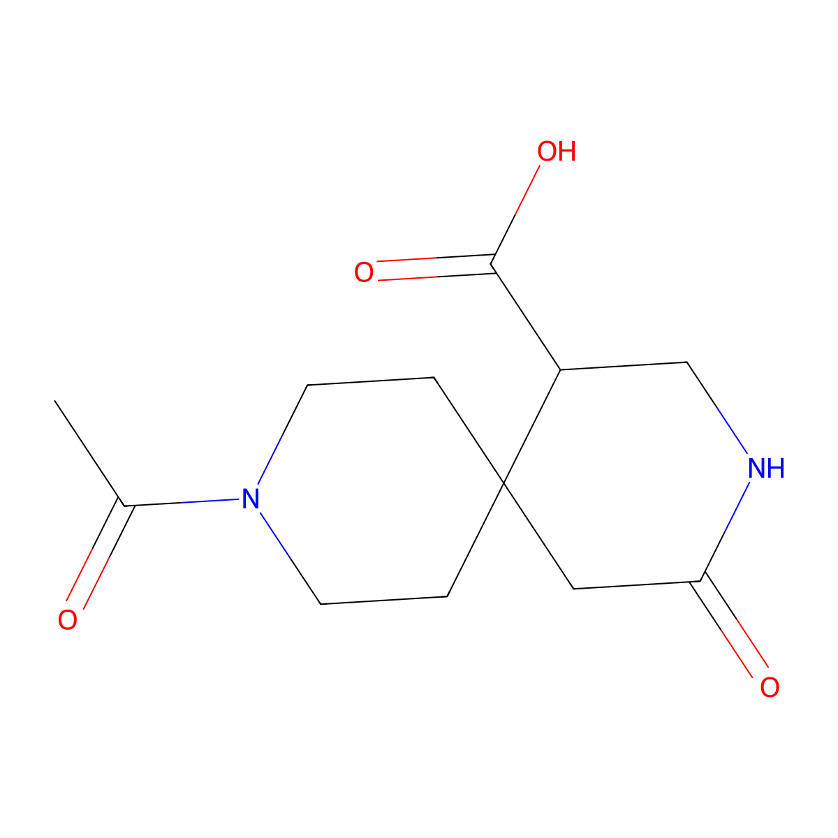 9-Acetyl-4-oxo-3,9-diazaspiro[5.5]undecane-1-carboxylic acid molecular structure, CAS 2757924-69-7