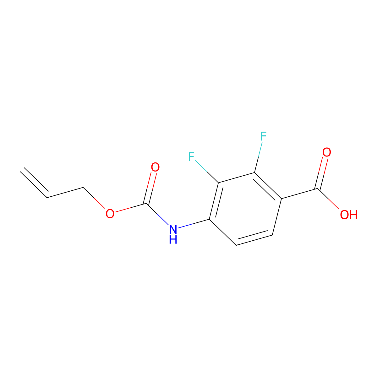 2,3-Difluoro-4-{[(prop-2-en-1-yloxy)carbonyl]amino}benzoic acid molecular structure, CAS 2757924-75-5