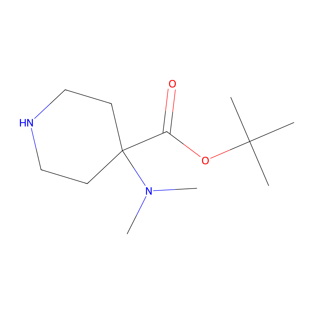 Tert-butyl 4-(dimethylamino)piperidine-4-carboxylate molecular structure, CAS 2757924-78-8