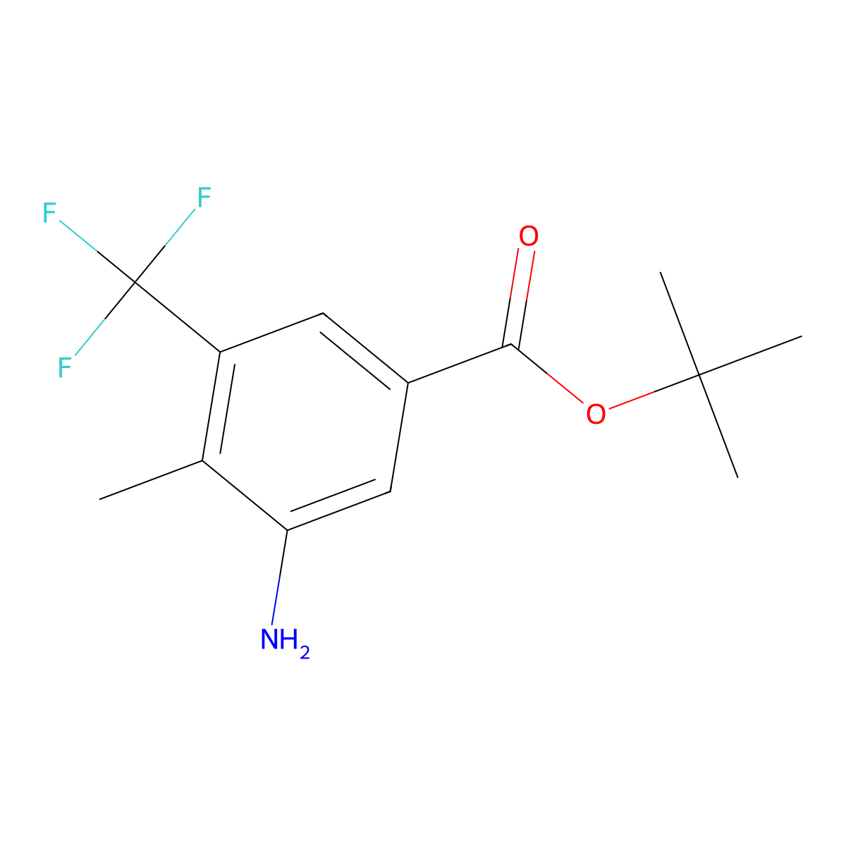 Tert-butyl 3-amino-4-methyl-5-(trifluoromethyl)benzoate molecular structure, CAS 2757924-79-9