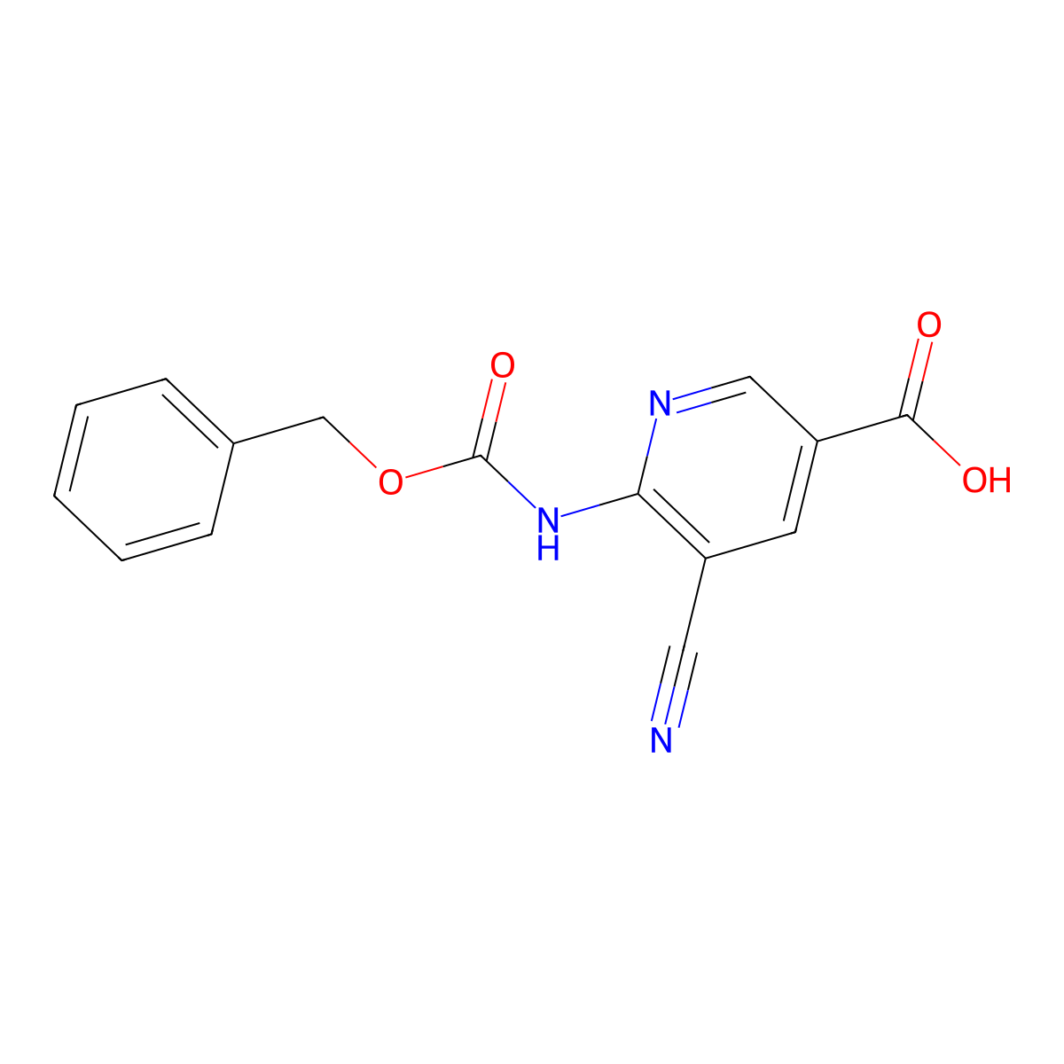 6-{[(Benzyloxy)carbonyl]amino}-5-cyanopyridine-3-carboxylic acid molecular structure, CAS 2757924-91-5
