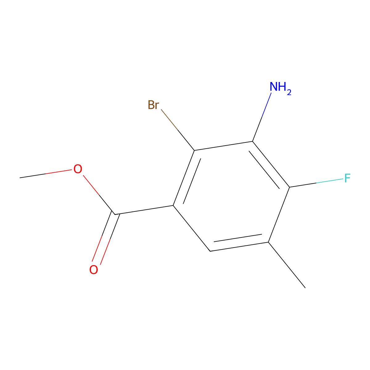 Methyl 3-amino-2-bromo-4-fluoro-5-methylbenzoate molecular structure, CAS 2757924-93-7