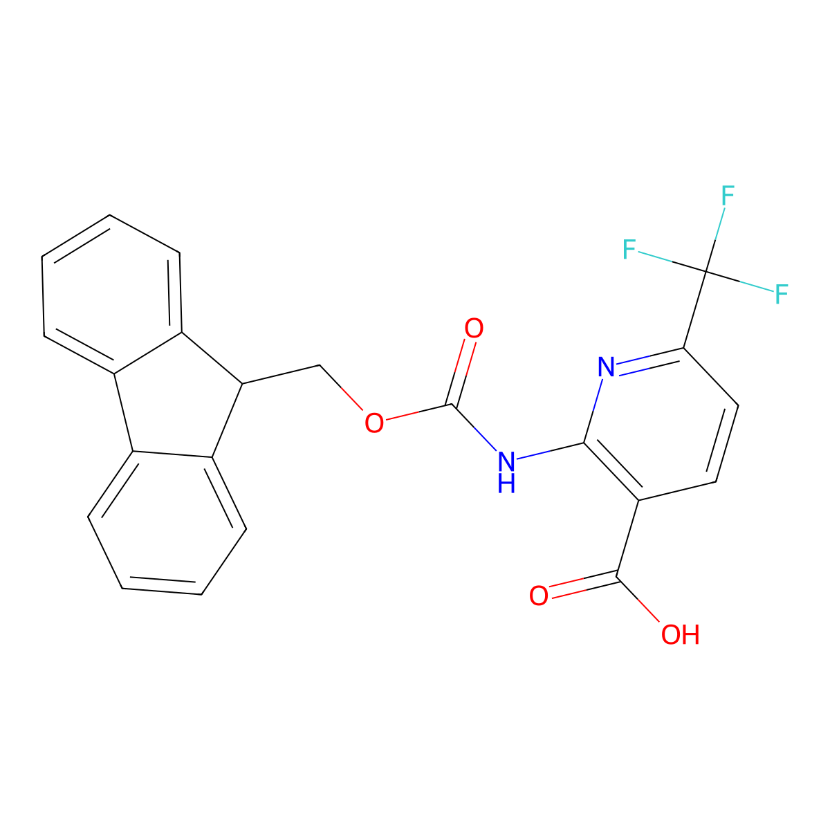 2-({[(9H-fluoren-9-yl)methoxy]carbonyl}amino)-6-(trifluoromethyl)pyridine-3-carboxylic acid molecular structure, CAS 2757924-98-2