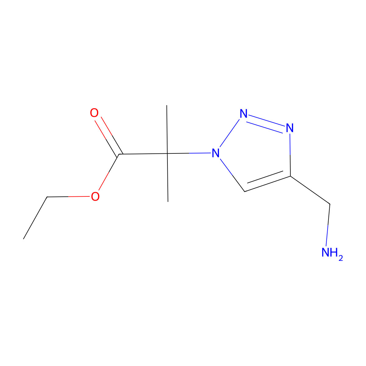 ethyl 2-[4-(aminomethyl)-1H-1,2,3-triazol-1-yl]-2-methylpropanoate molecular structure, CAS 2757925-03-2