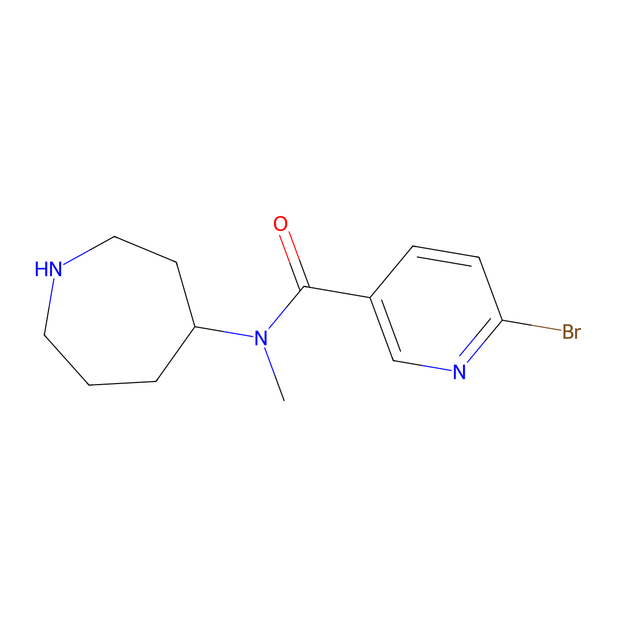 N-(azepan-4-yl)-6-bromo-N-methylpyridine-3-carboxamide molecular structure, CAS 2757925-04-3