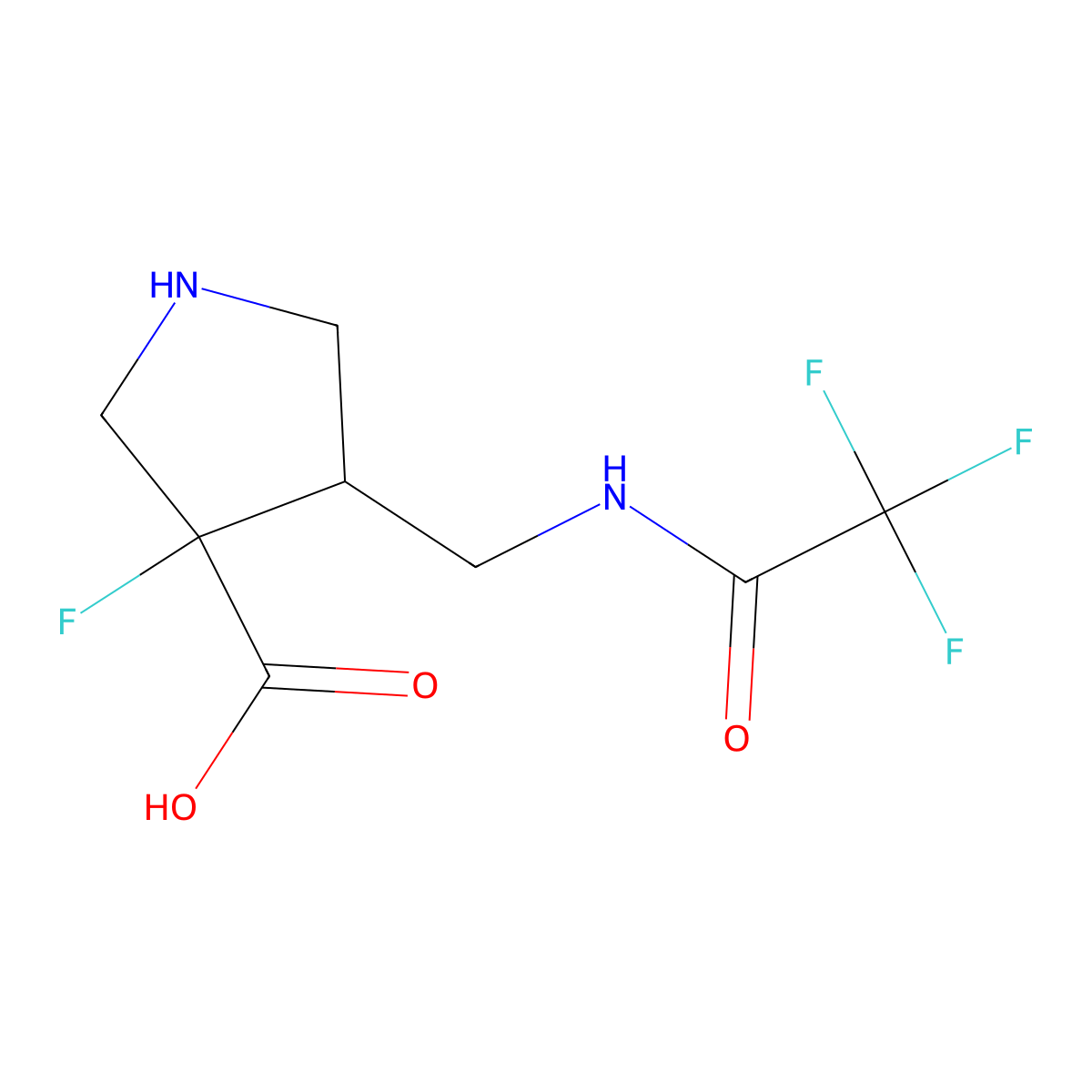 3-Fluoro-4-[(2,2,2-trifluoroacetamido)methyl]pyrrolidine-3-carboxylic acid molecular structure, CAS 2757925-06-5