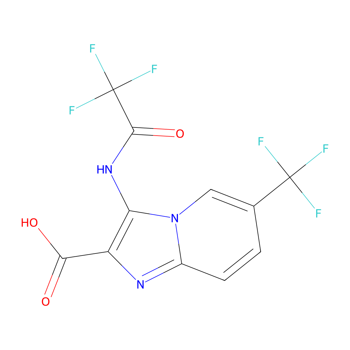 3-(2,2,2-Trifluoroacetamido)-6-(trifluoromethyl)imidazo[1,2-a]pyridine-2-carboxylic acid molecular structure, CAS 2757925-07-6