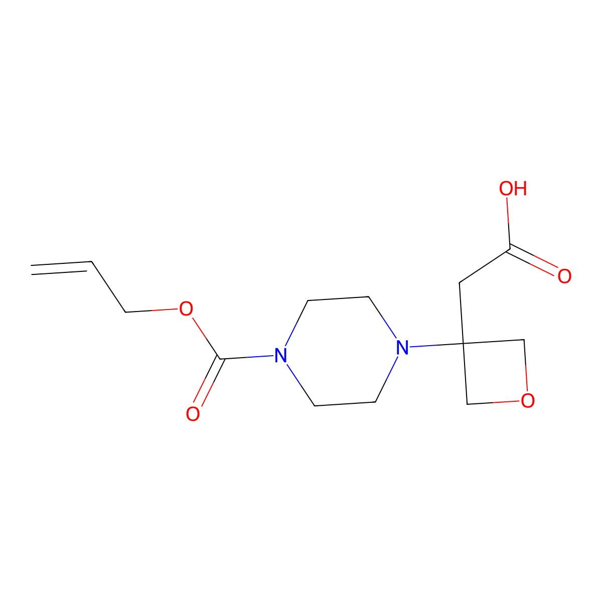 2-(3-{4-[(Prop-2-en-1-yloxy)carbonyl]piperazin-1-yl}oxetan-3-yl)acetic acid molecular structure, CAS 2757925-11-2