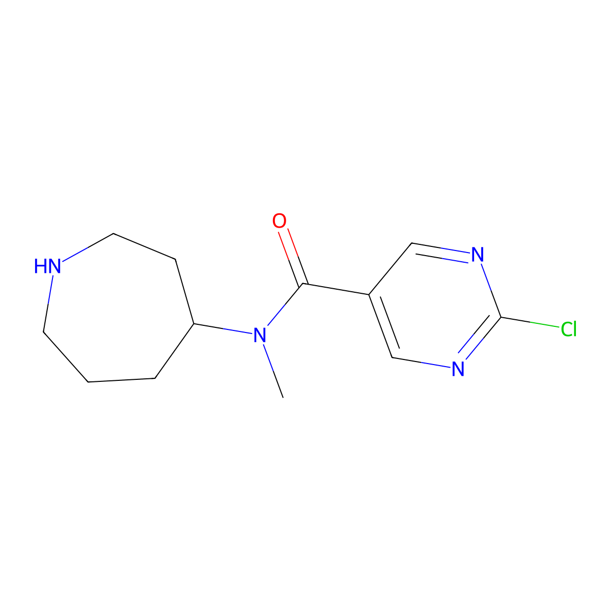 N-(azepan-4-yl)-2-chloro-N-methylpyrimidine-5-carboxamide molecular structure, CAS 2757925-14-5