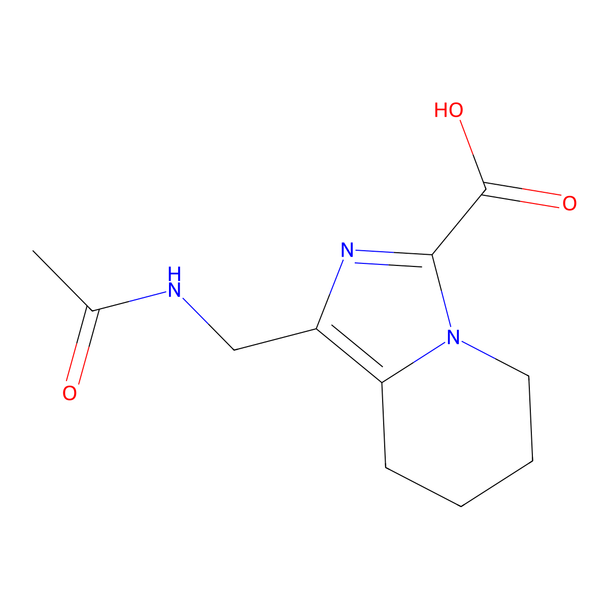 1-(acetamidomethyl)-5H,6H,7H,8H-imidazo[1,5-a]pyridine-3-carboxylic acid molecular structure, CAS 2757925-15-6
