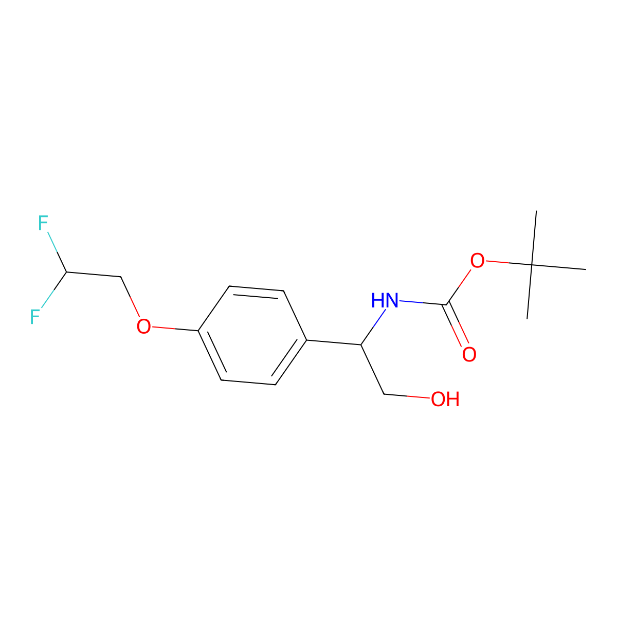 tert-butyl N-{1-[4-(2,2-difluoroethoxy)phenyl]-2-hydroxyethyl}carbamate molecular structure, CAS 2757925-19-0