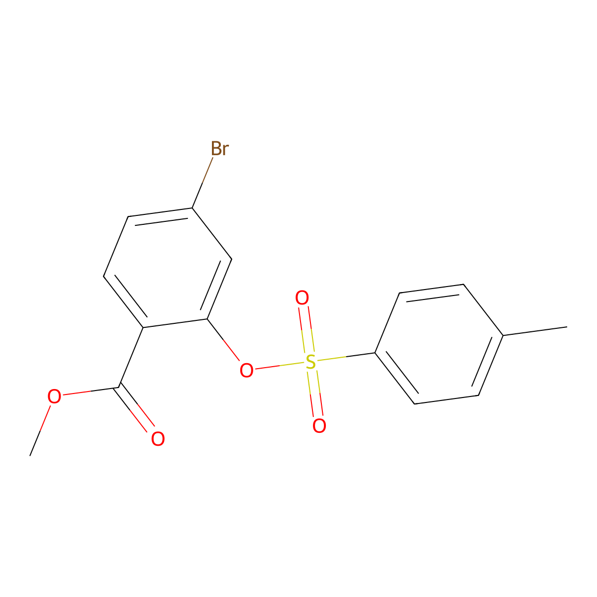 Methyl 4-bromo-2-[(4-methylbenzenesulfonyl)oxy]benzoate molecular structure, CAS 2757925-23-6