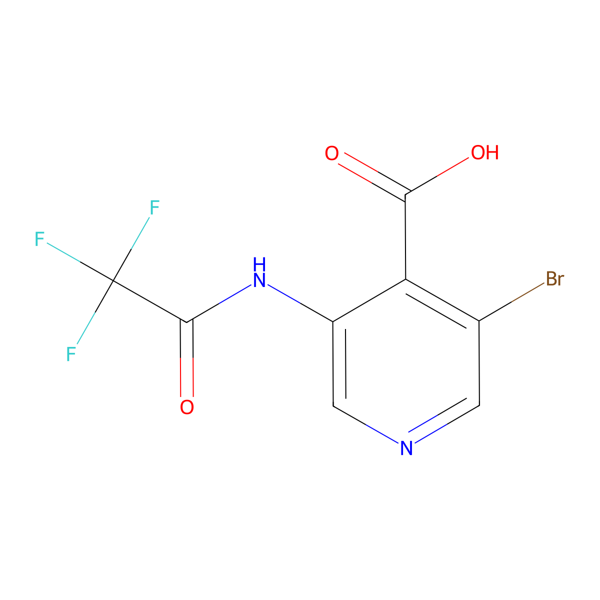 3-Bromo-5-(2,2,2-trifluoroacetamido)pyridine-4-carboxylic acid molecular structure, CAS 2757925-29-2