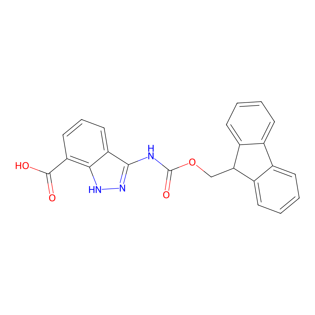 3-({[(9H-fluoren-9-yl)methoxy]carbonyl}amino)-1H-indazole-7-carboxylic acid molecular structure, CAS 2757925-30-5