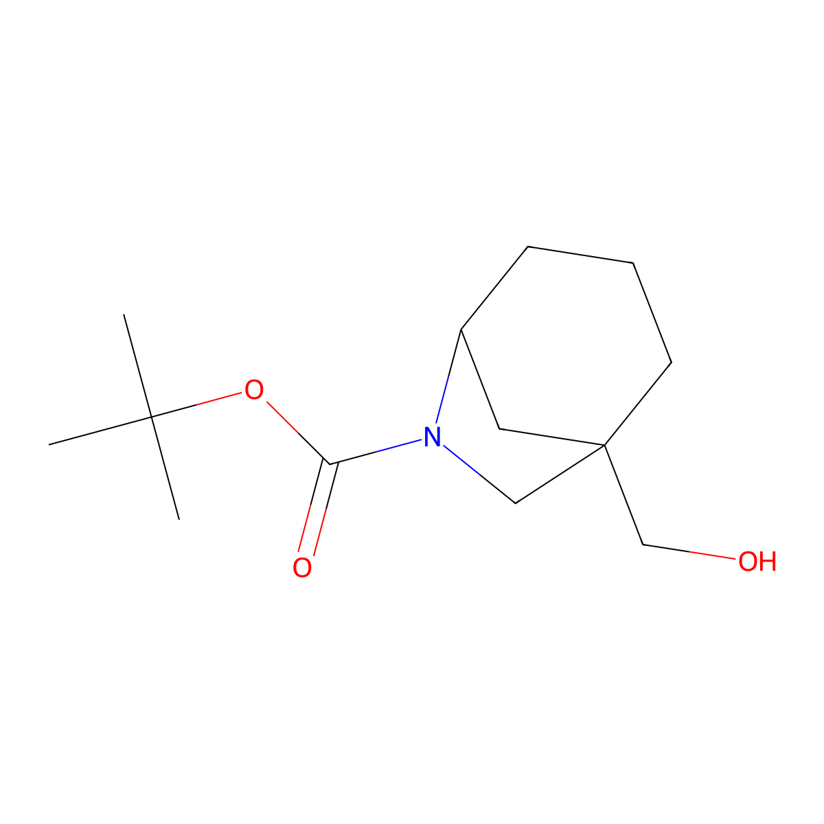 Tert-butyl 1-(hydroxymethyl)-6-azabicyclo[3.2.1]octane-6-carboxylate molecular structure, CAS 2757925-33-8