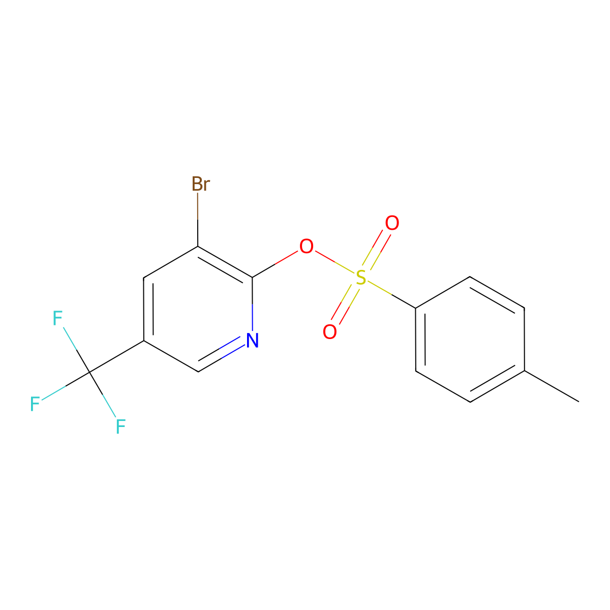3-Bromo-5-(trifluoromethyl)pyridin-2-yl 4-methylbenzene-1-sulfonate molecular structure, CAS 2757925-35-0