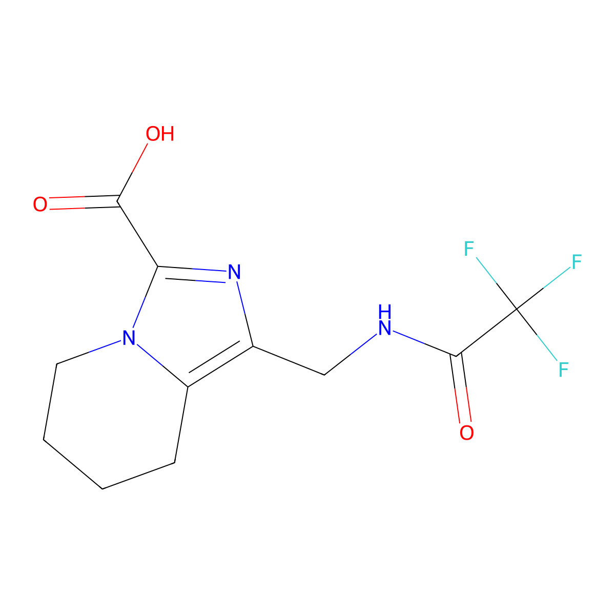 1-[(2,2,2-trifluoroacetamido)methyl]-5H,6H,7H,8H-imidazo[1,5-a]pyridine-3-carboxylic acid molecular structure, CAS 2757925-38-3
