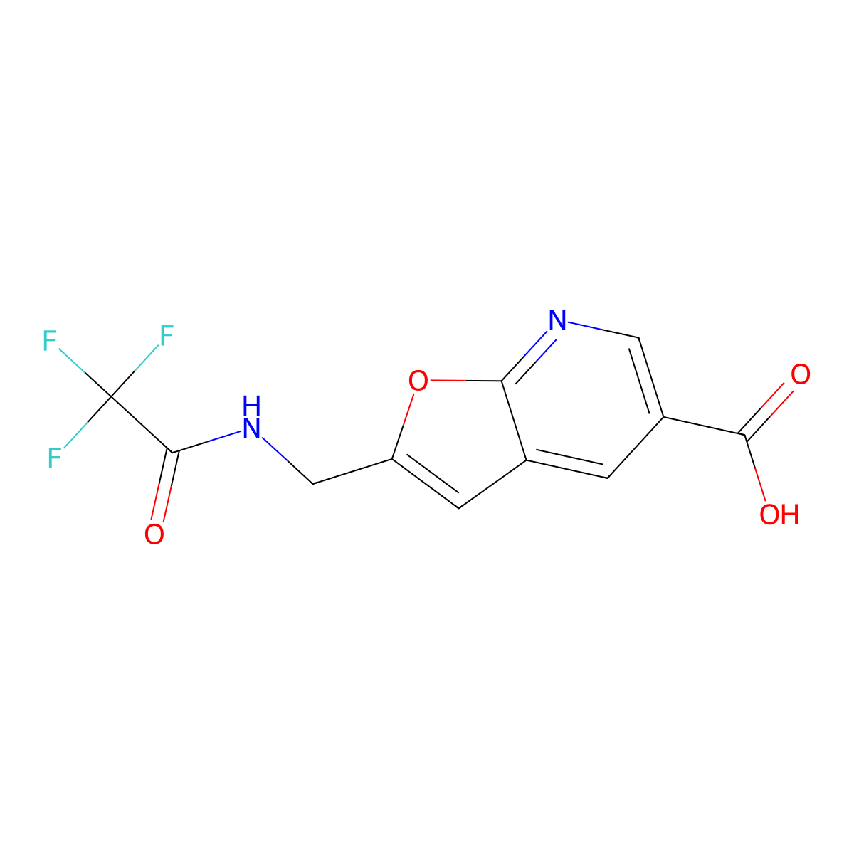 2-[(2,2,2-Trifluoroacetamido)methyl]furo[2,3-b]pyridine-5-carboxylic acid molecular structure, CAS 2757925-43-0