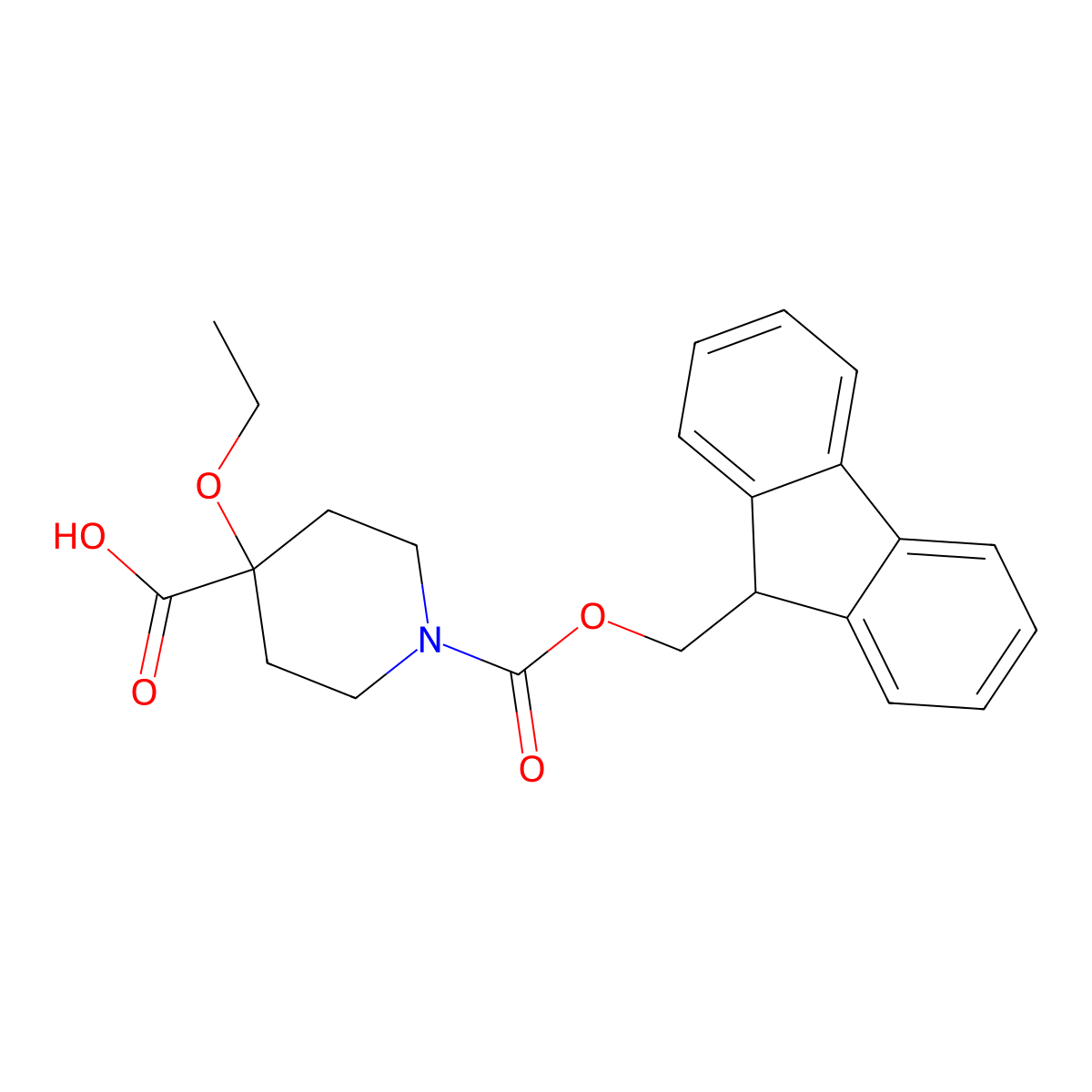 4-ethoxy-1-{[(9H-fluoren-9-yl)methoxy]carbonyl}piperidine-4-carboxylic acid molecular structure, CAS 2757925-45-2