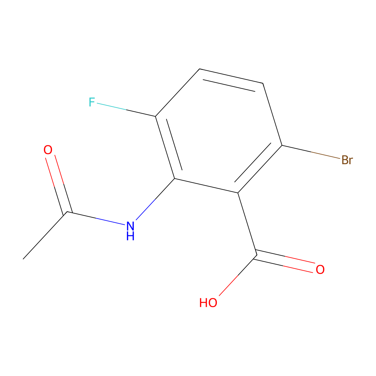 6-Bromo-2-acetamido-3-fluorobenzoic acid molecular structure, CAS 2757925-49-6