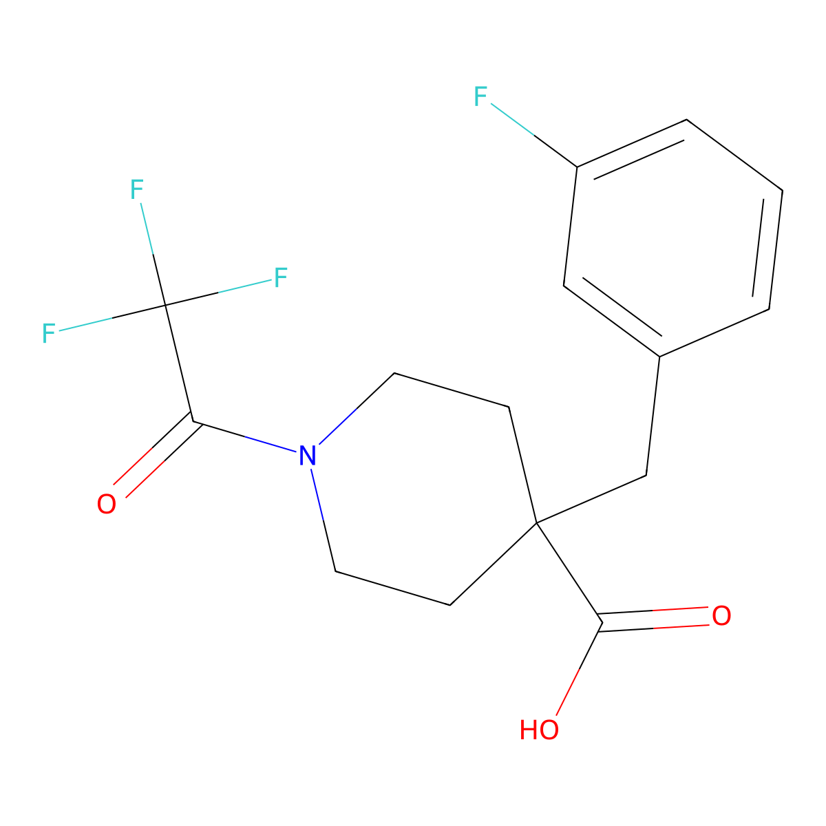 4-[(3-Fluorophenyl)methyl]-1-(2,2,2-trifluoroacetyl)piperidine-4-carboxylic acid molecular structure, CAS 2757925-54-3