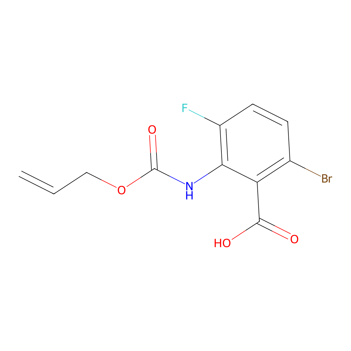 6-Bromo-3-fluoro-2-{[(prop-2-en-1-yloxy)carbonyl]amino}benzoic acid molecular structure, CAS 2757925-63-4