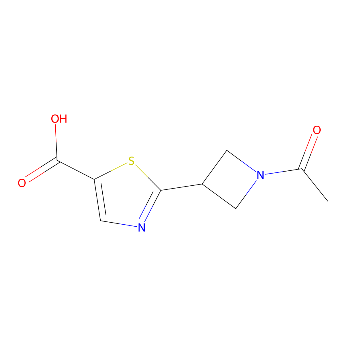 2-(1-Acetylazetidin-3-yl)-1,3-thiazole-5-carboxylic acid molecular structure, CAS 2757925-64-5