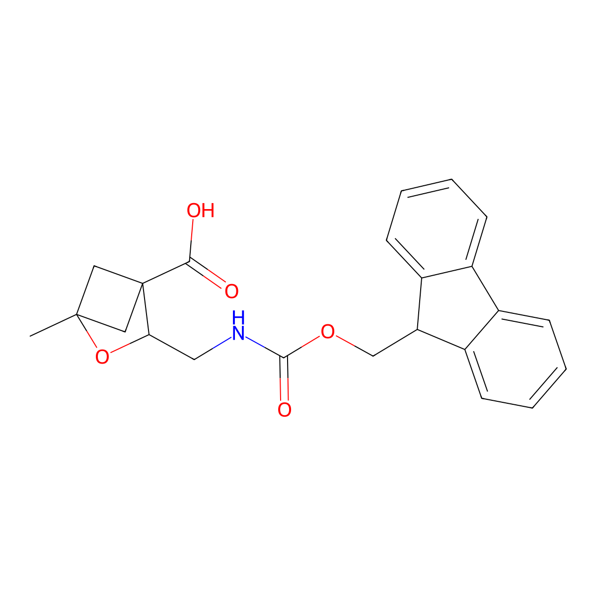 3-[({[(9H-fluoren-9-yl)methoxy]carbonyl}amino)methyl]-1-methyl-2-oxabicyclo[2.1.1]hexane-4-carboxylic acid molecular structure, CAS 2757925-67-8