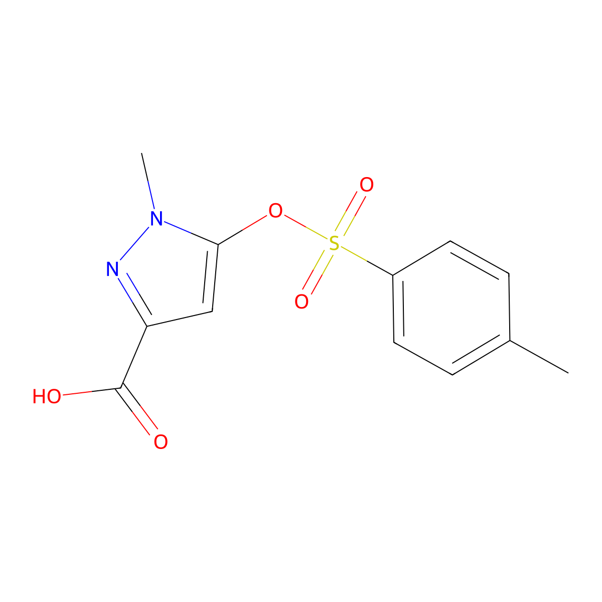 1-methyl-5-[(4-methylbenzenesulfonyl)oxy]-1H-pyrazole-3-carboxylic acid molecular structure, CAS 2757925-70-3