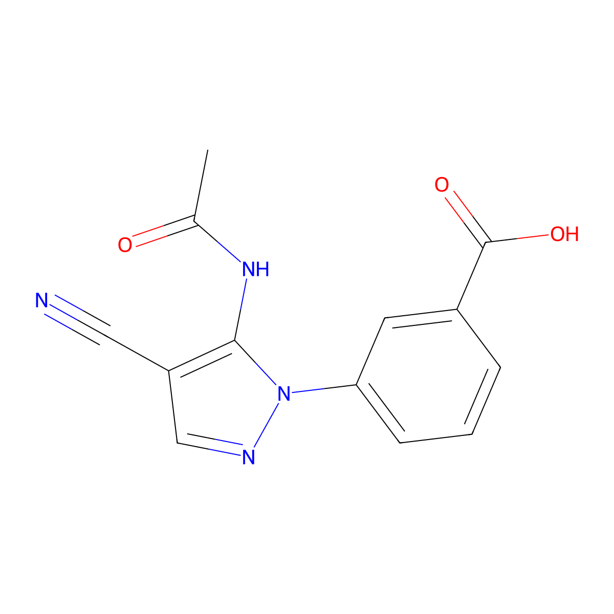 3-(4-cyano-5-acetamido-1H-pyrazol-1-yl)benzoic acid molecular structure, CAS 2757925-78-1
