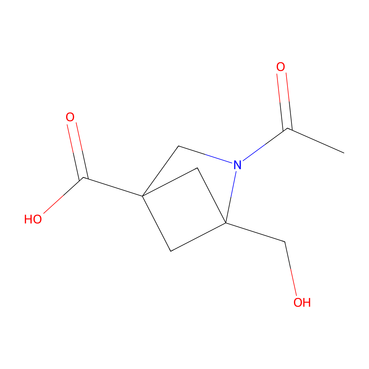 2-Acetyl-1-(hydroxymethyl)-2-azabicyclo[2.1.1]hexane-4-carboxylic acid molecular structure, CAS 2757925-84-9