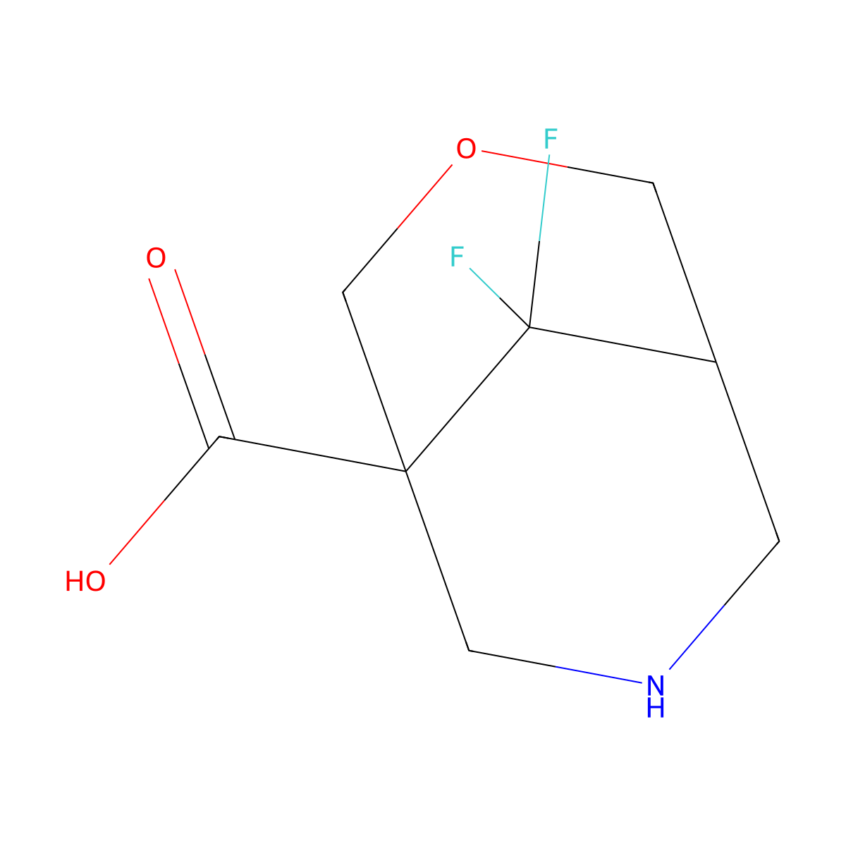 9,9-Difluoro-3-oxa-7-azabicyclo[3.3.1]nonane-1-carboxylic acid molecular structure, CAS 2757925-94-1