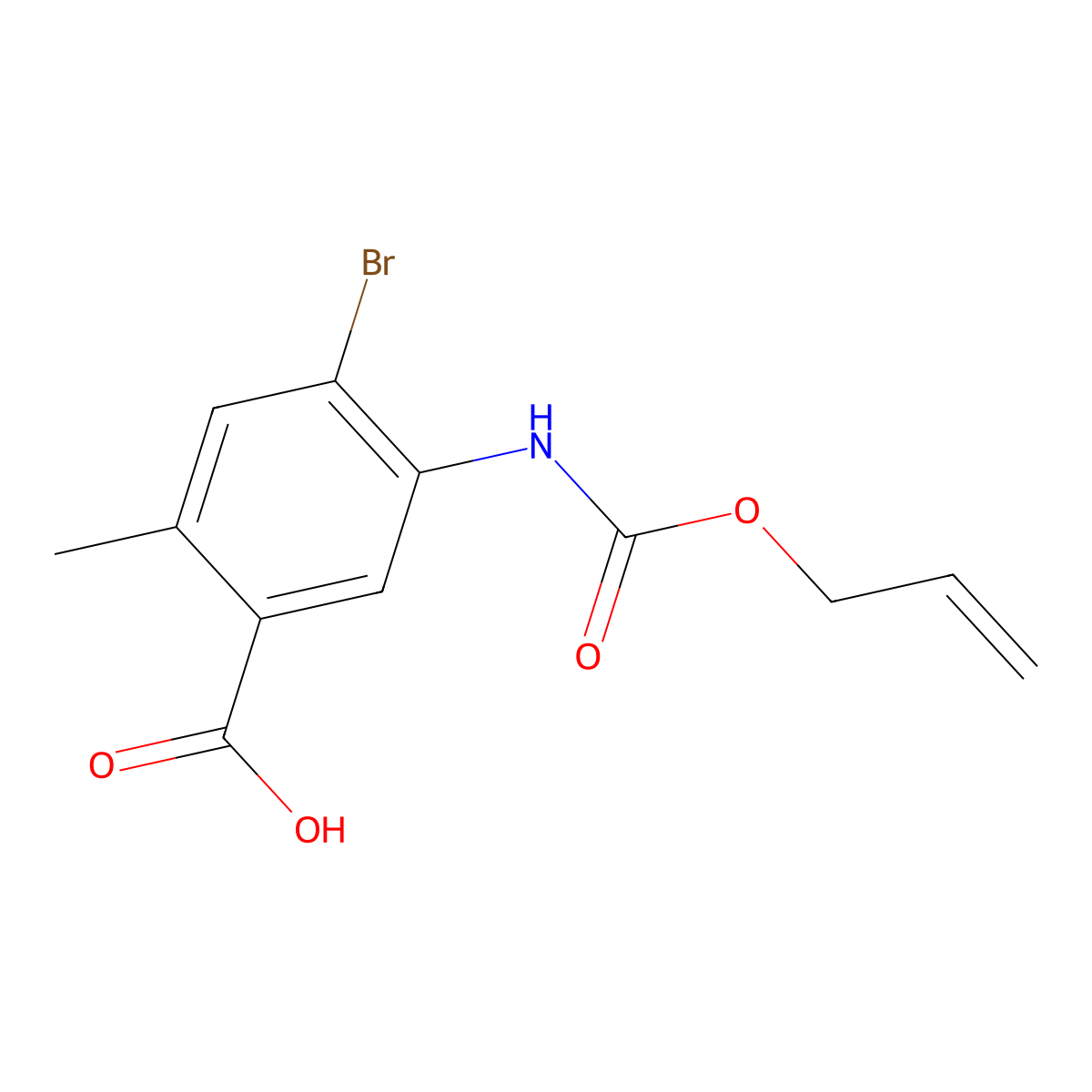 4-Bromo-2-methyl-5-{[(prop-2-en-1-yloxy)carbonyl]amino}benzoic acid molecular structure, CAS 2757925-98-5