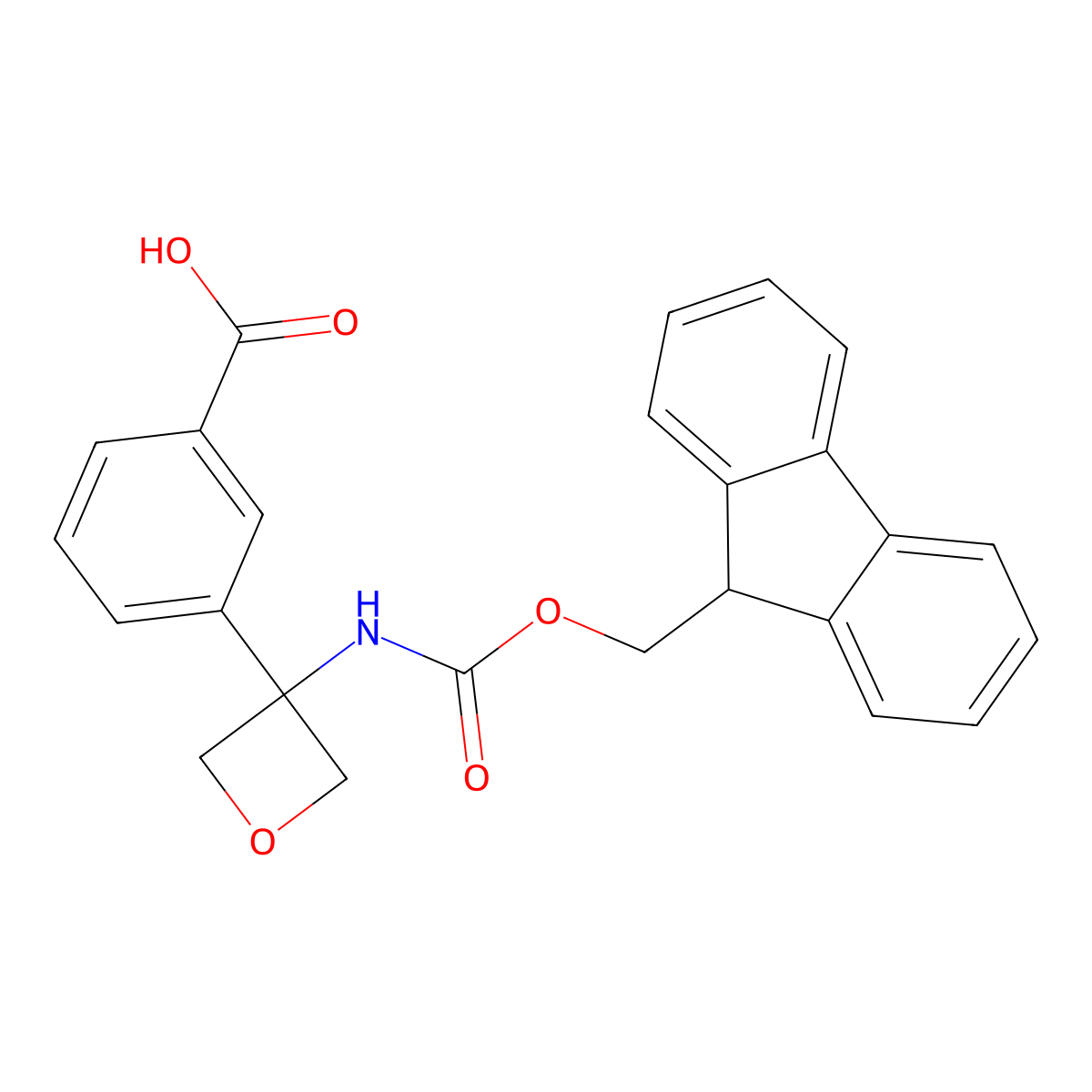 3-[3-({[(9H-fluoren-9-yl)methoxy]carbonyl}amino)oxetan-3-yl]benzoic acid molecular structure, CAS 2757925-99-6