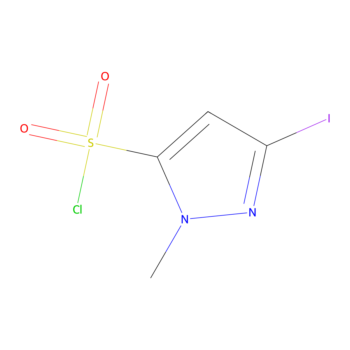 3-iodo-1-methyl-1H-pyrazole-5-sulfonyl chloride molecular structure, CAS 2757926-25-1