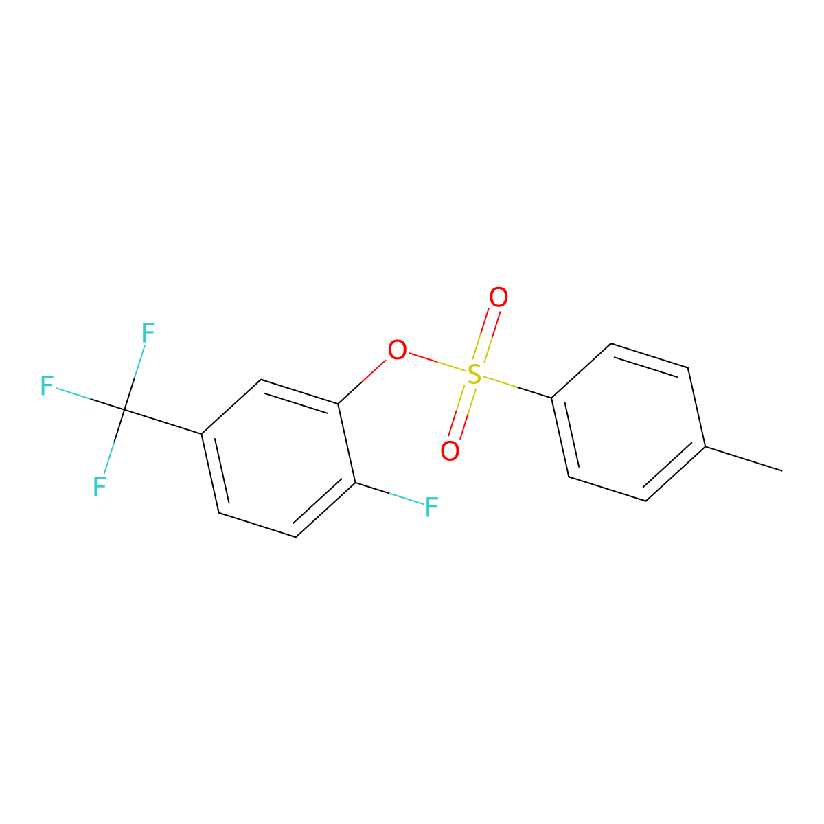 2-Fluoro-5-(trifluoromethyl)phenyl 4-methylbenzene-1-sulfonate molecular structure, CAS 2757926-38-6